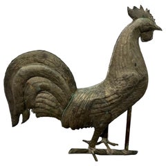19th Century Original Painted Full Body Rooster Weathervane