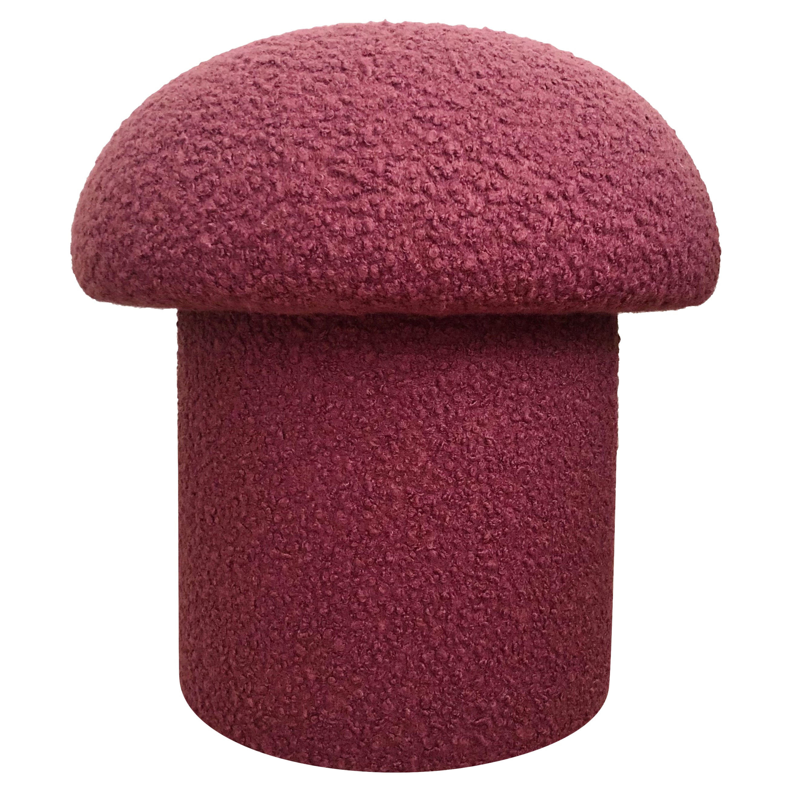 Mushroom Ottoman in Orchid Boucle For Sale
