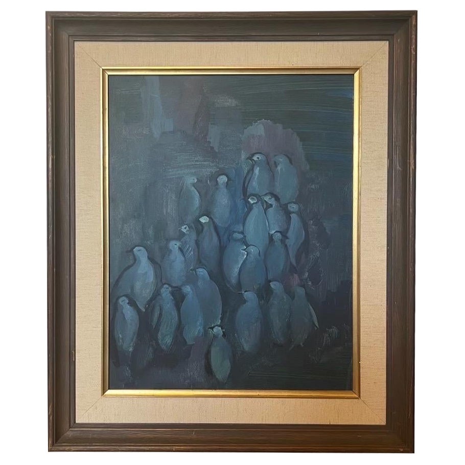 Vintage Framed Abstract Painting by Albert Patecky, Signed For Sale