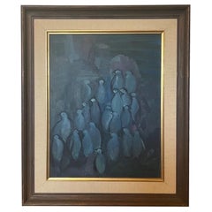 Vintage Framed Abstract Painting by Albert Patecky, Signed