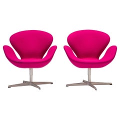 Used Arne Jacobsen for Fritz Hansen Purple Swan Swivel Armchair, Set of Two