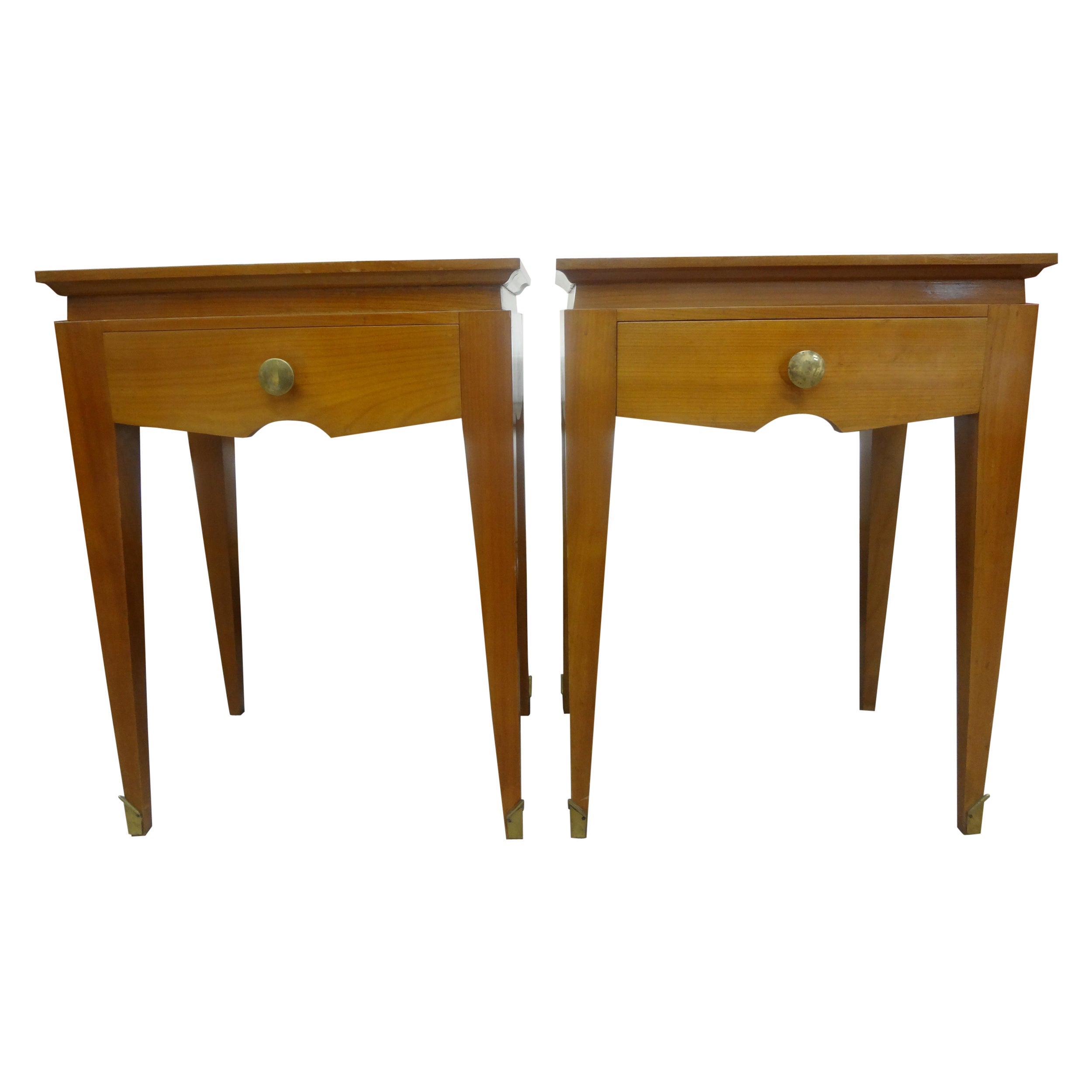 Pair of French Modern Nightstands or Tables by Jean Pascaud For Sale