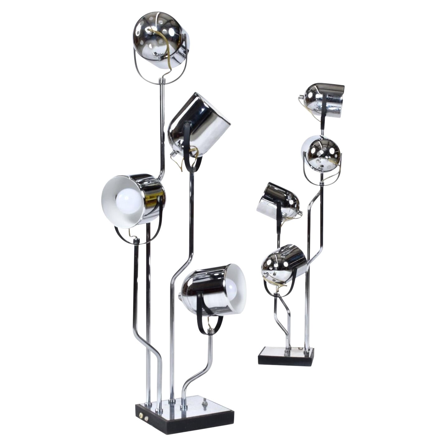 Pair of Goffredo Reggiani Post Modern Chrome Spotlight Table Lamps