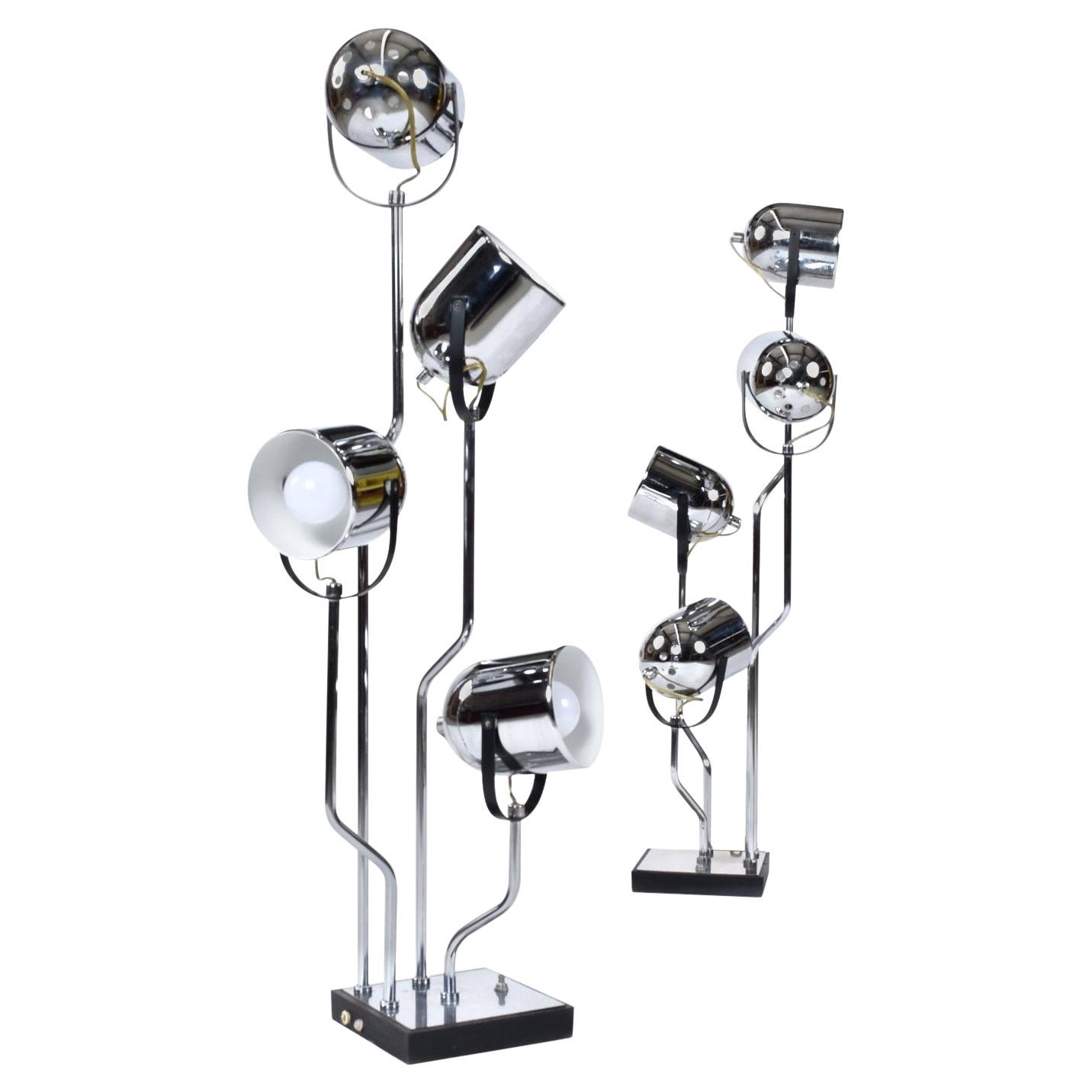 Zwei Goffredo Reggiani Post Modern Chrome Spotlight Tischlampen
