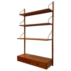 Teak Cado Wall Storage Unit Shelves & Cabinet Denmark, circa 1950s