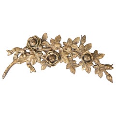 19th C Louis XVI Style French Gilt Bronze Garland of Roses Wall Swag Ornament