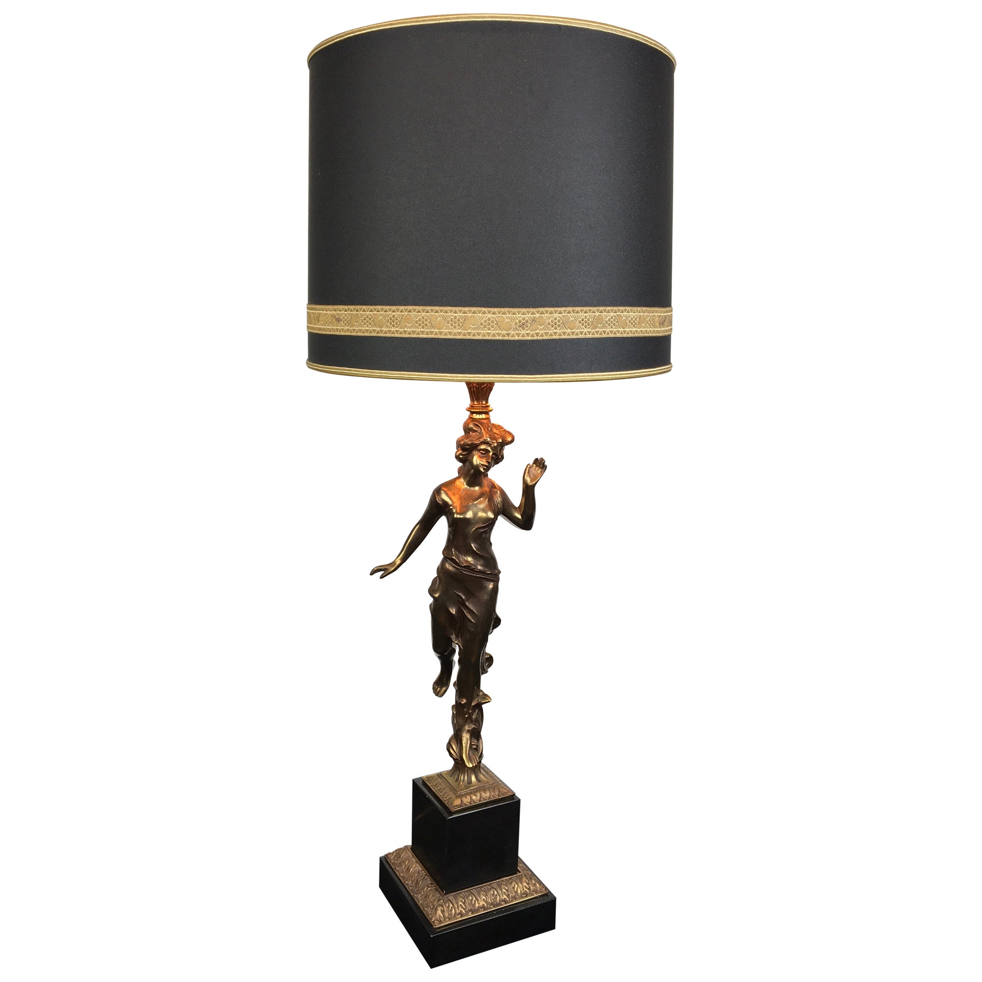 Large Figural Lady Table Lamp by Deknudt For Sale