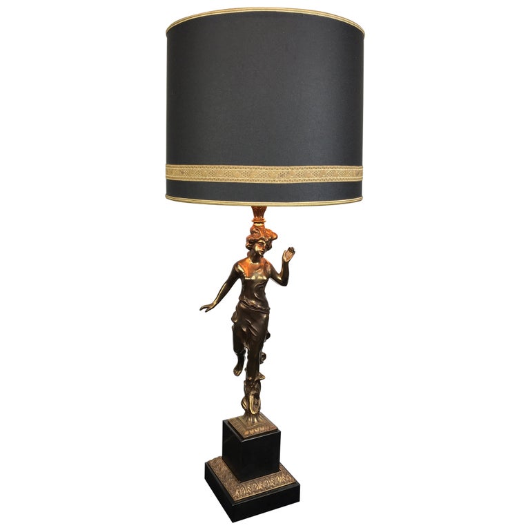 Large Figural Lady Table Lamp by Deknudt For Sale at 1stDibs