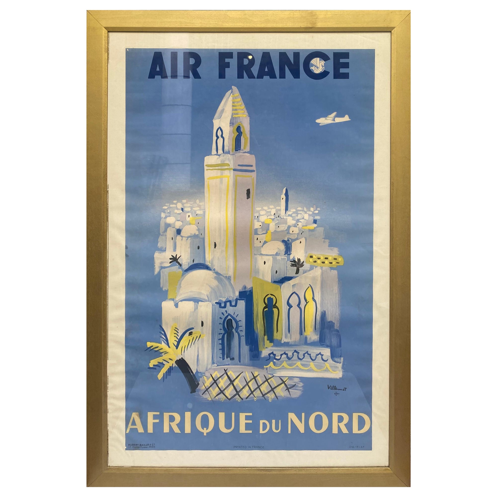Original Vintage Travel Poster Air France Afrique Du Nord, Bernard Villemot For Sale