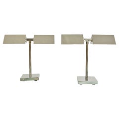 Ralph Lauren Pair of Nickel Table Desk Lamps