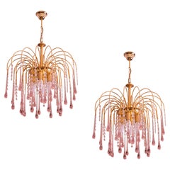 Pair of Lady Pink, Murano Chandelier, 1970s