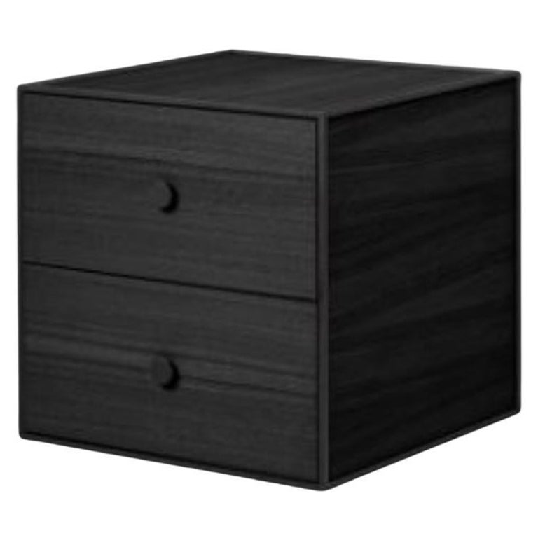 35 Black Ash Frame Box with 2 Drawer by Lassen For Sale