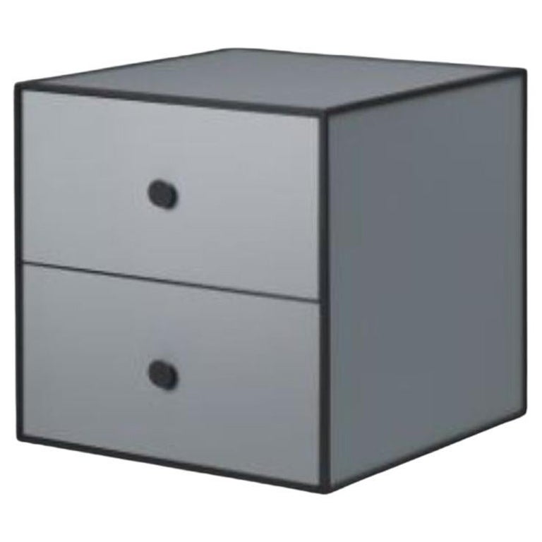 35 Dark Grey Frame Box with 2 Drawer by Lassen For Sale