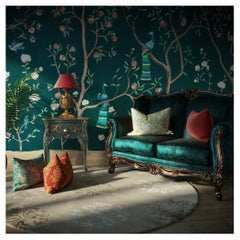 chinoiserie Hand Painted Chinese Wallpaper Peacock Garden