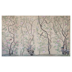 chinoiserie hand painted Chinese Wallpaper Hellbrunn 19th Century Original