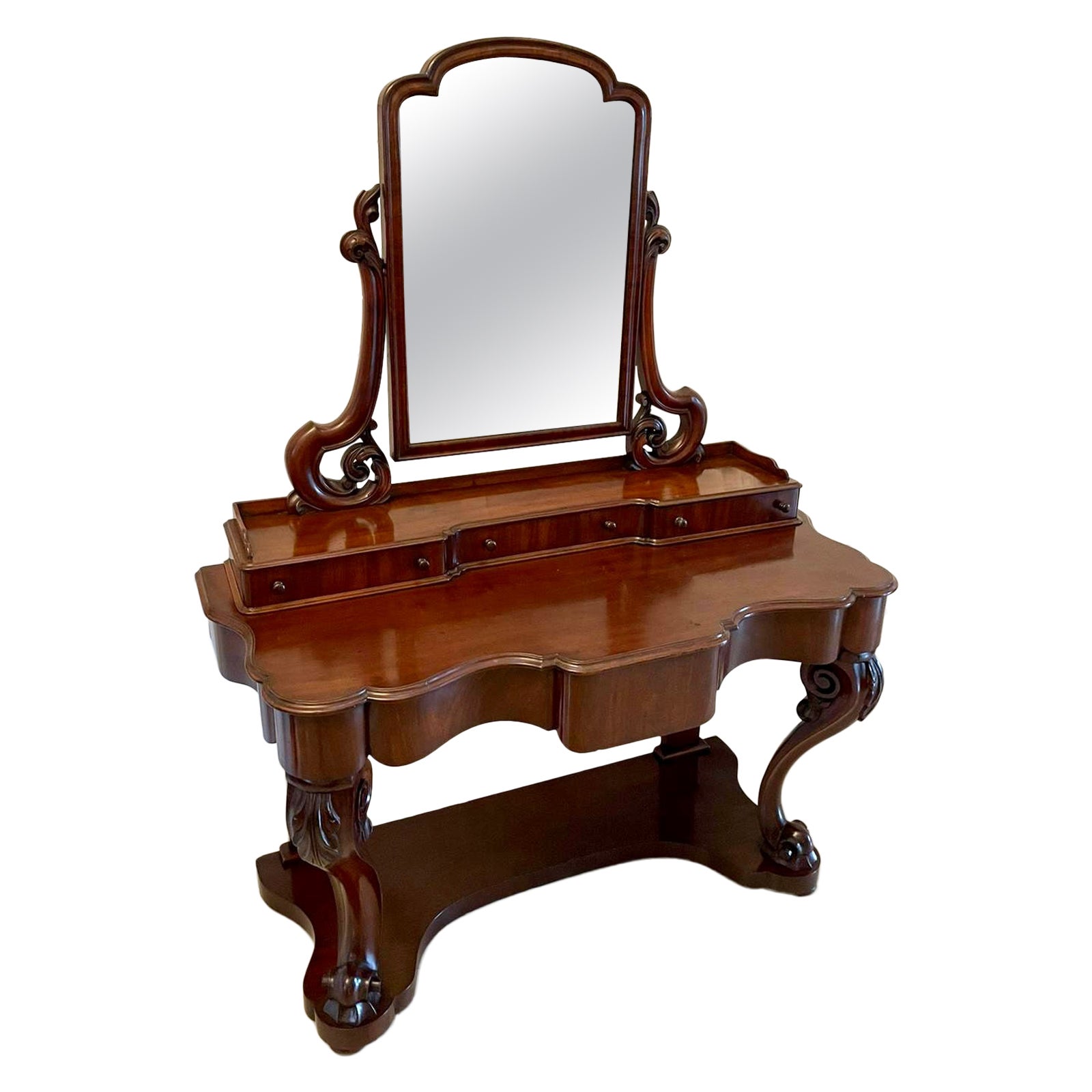 Quality Victorian Antique Carved Mahogany Dressing Table For Sale