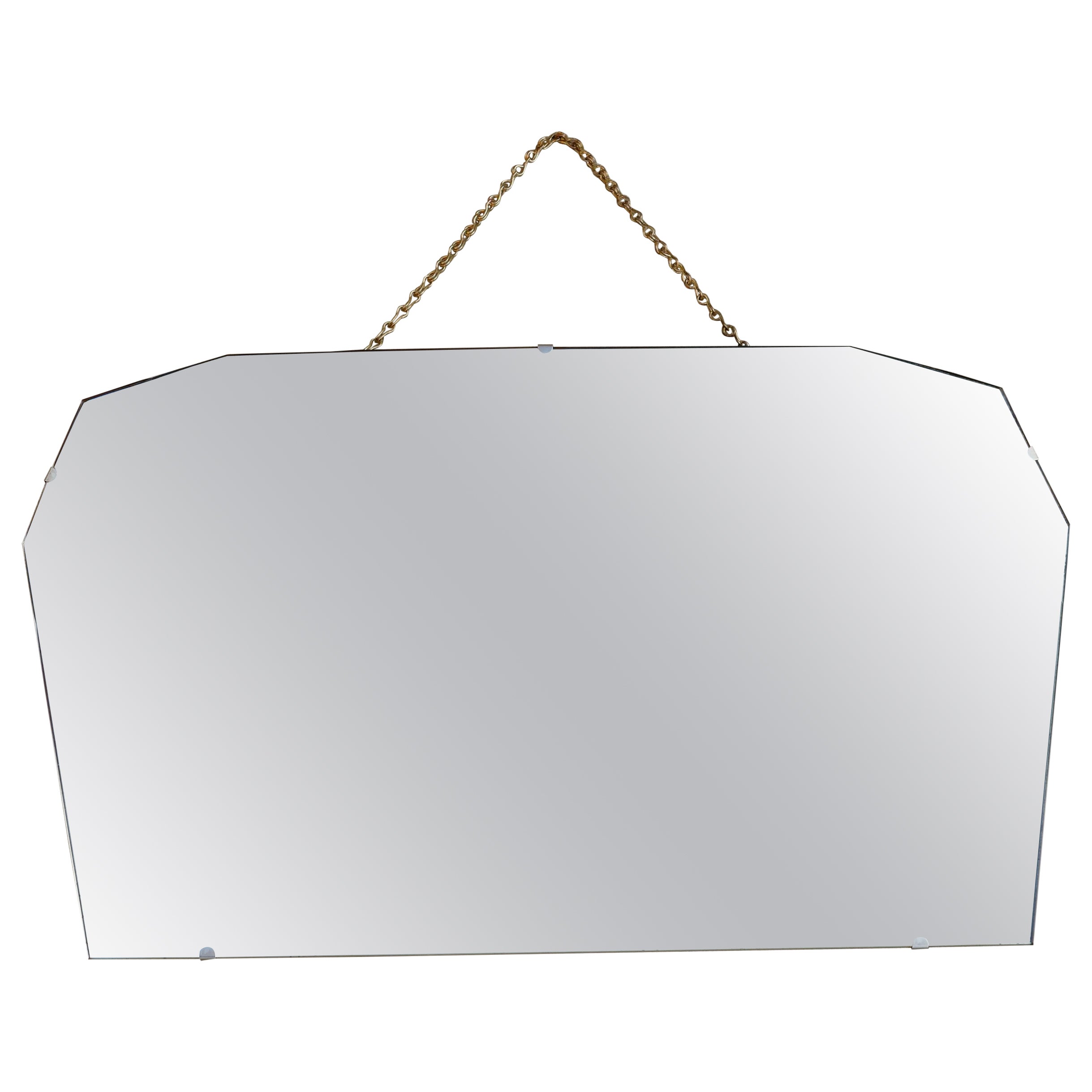 Stunning Art Deco Frameless Scalloped Bevelled Edge Mirror England, 1930s For Sale