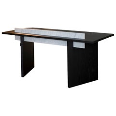 Desk in Solid Black Ash and White Carrare Marble - om34 by Mjiila