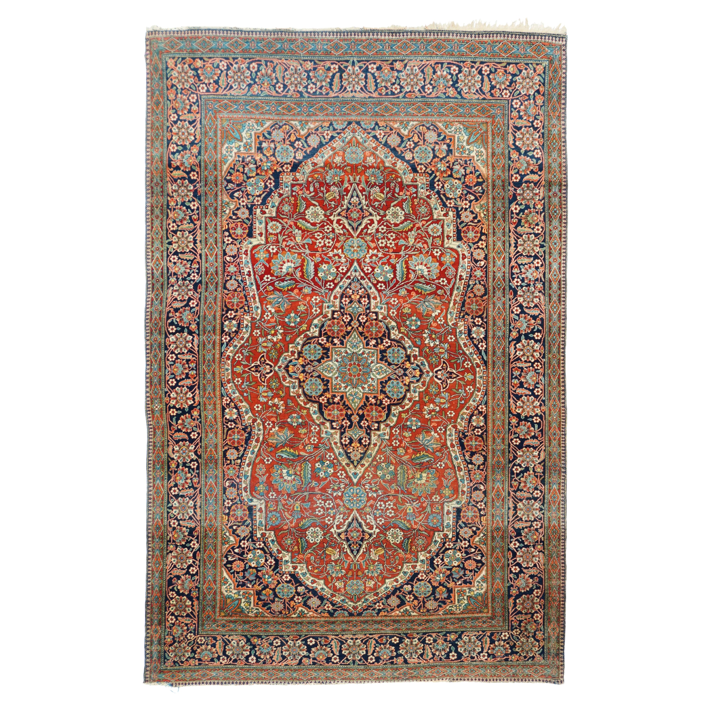 Antique Kashan Rug 4'4'' x 6'7'' For Sale