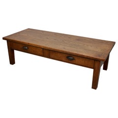 Antique French 19th Century Farmhouse Rustic Oak Coffee Table