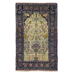 Tapis Téhéran ancien de 4'4'' x 7' pouces