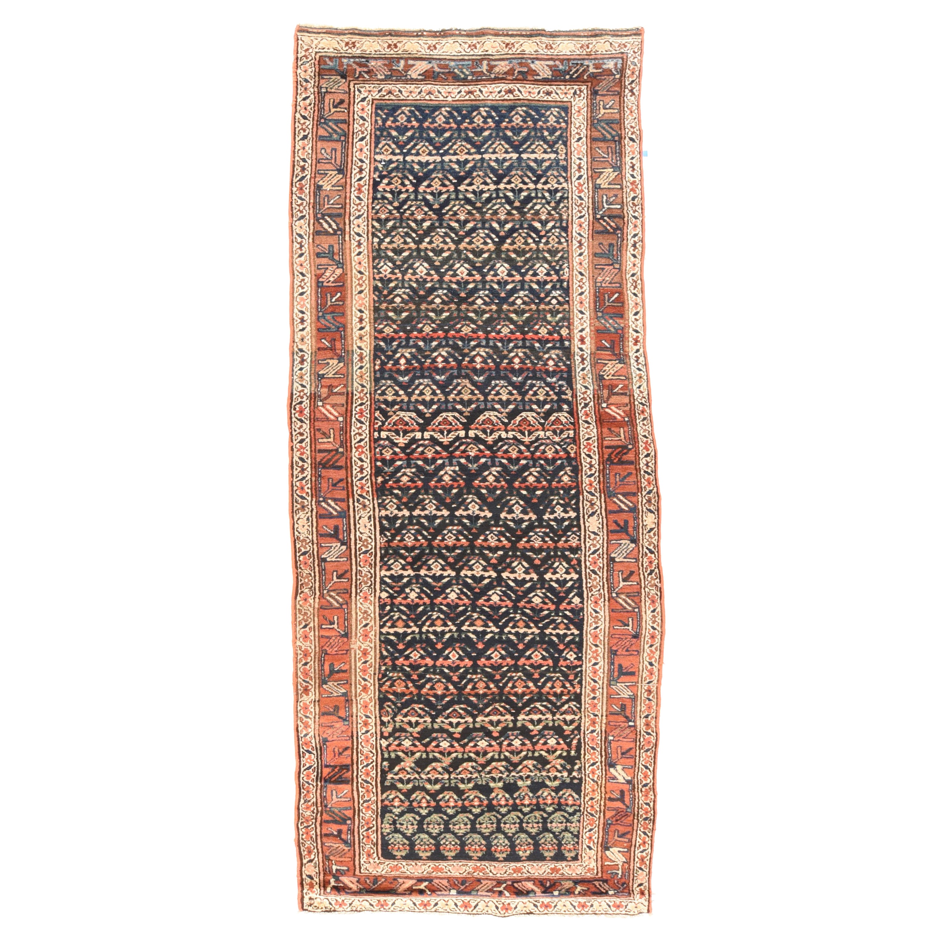 Antiker persischer Stammeskunst-Teppich N.W. 3'8'' x 11'