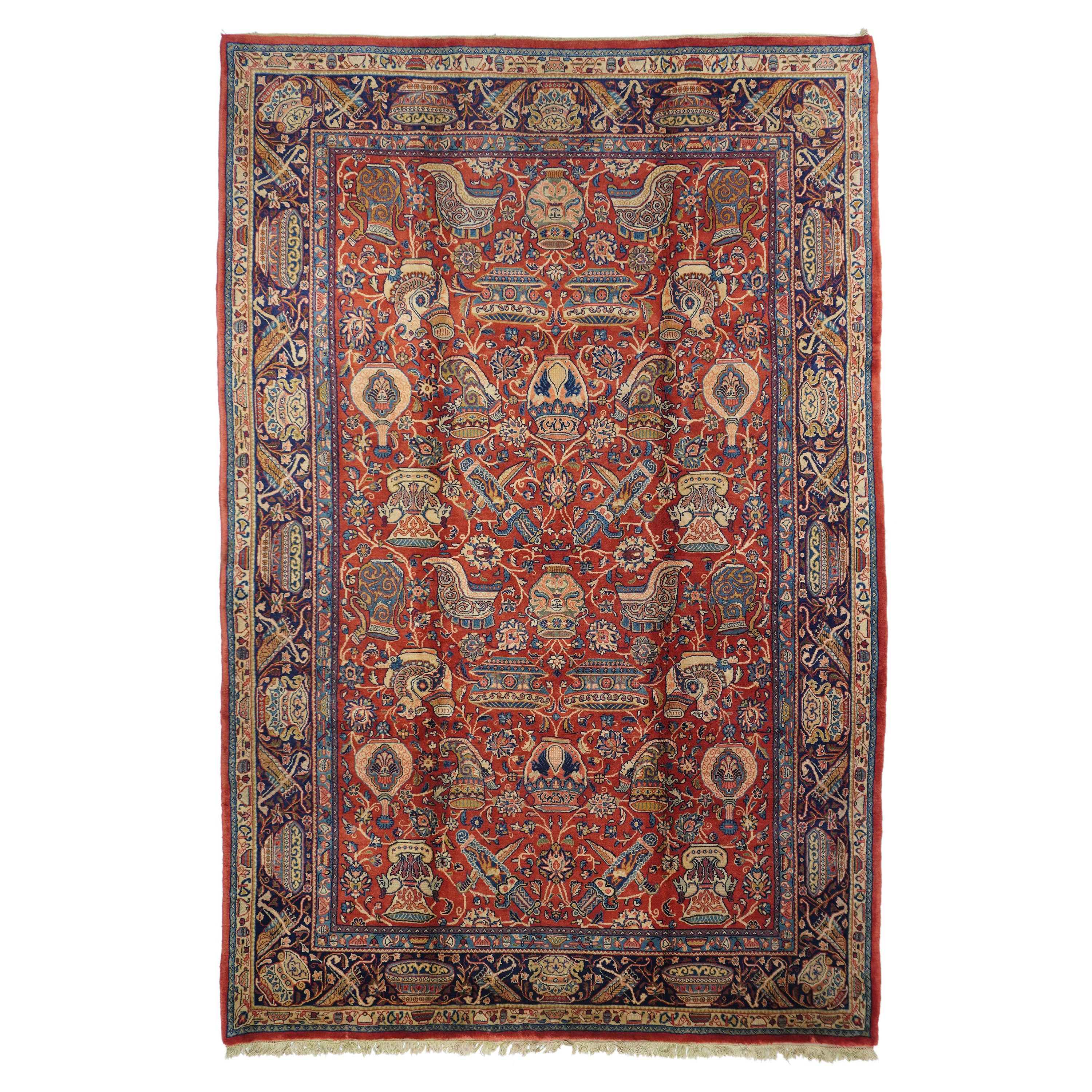 Fine tapis persan ancien Sarouk 6'11'' x 10'11'' en vente