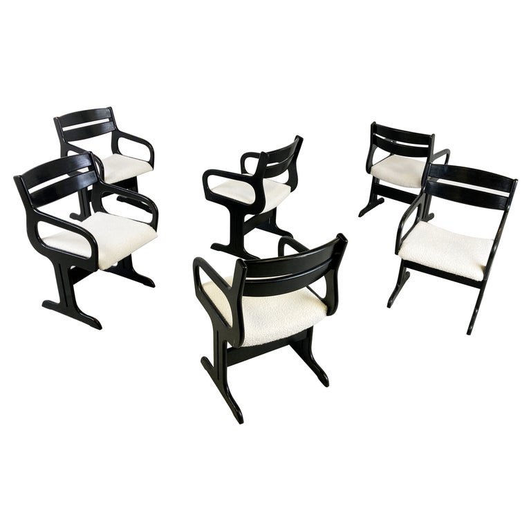 Midcentury Black Wooden Dining Chairs, 1970s For Sale at 1stDibs