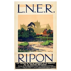Original Antique Travel Poster Ripon Yorkshire LNER Railway Spradbery Design Art