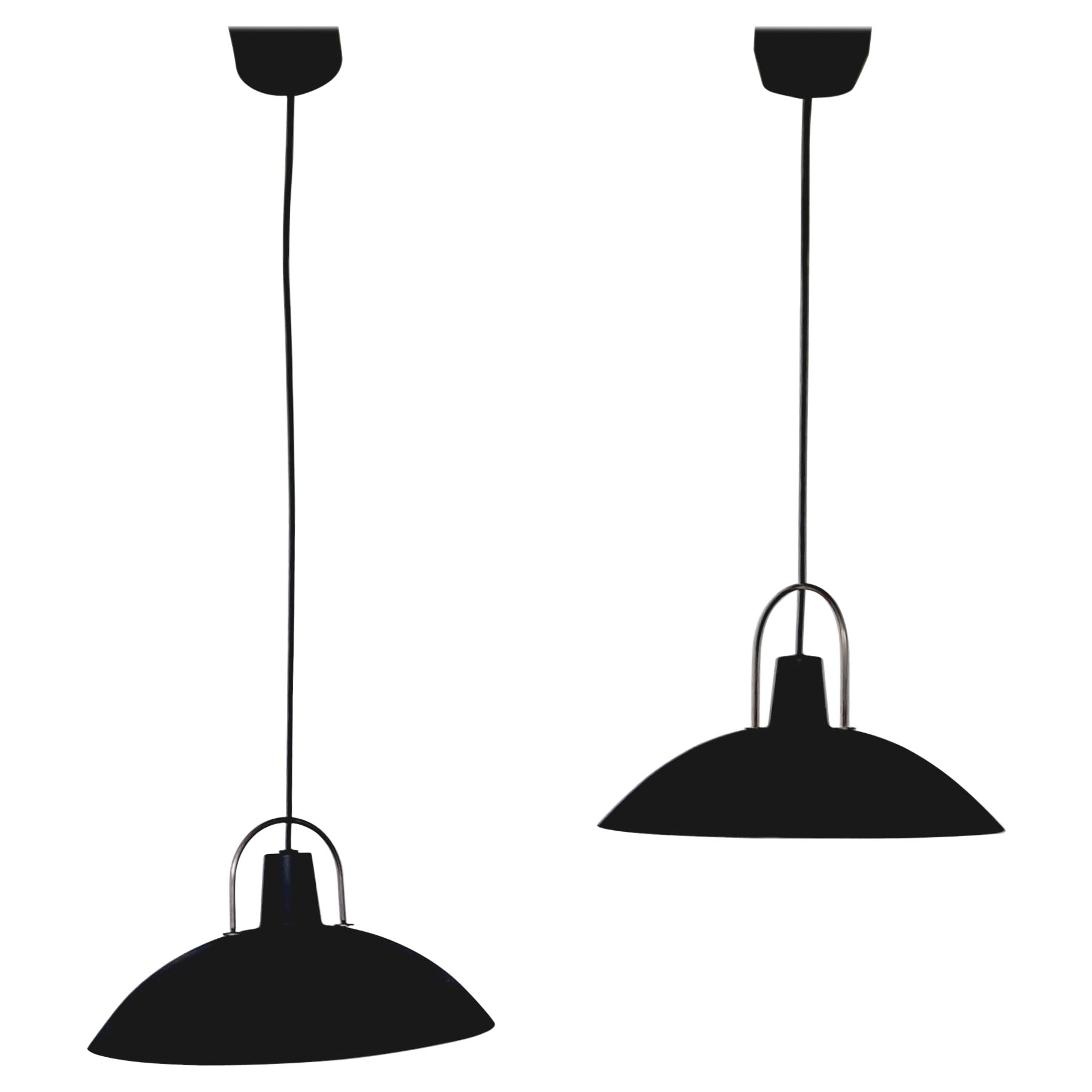 Pair of Bauhaus Black Pendants For Sale