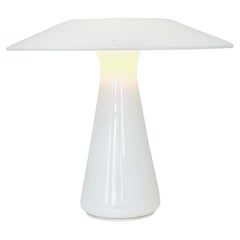 Lampe de bureau en verre champignon blanc de Sidse Werner pour Holmegaard, années 1980, Danemark