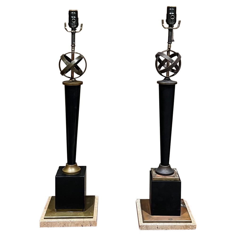 1950er Arturo Pani Bronze-Armillary-Tischlampen, Mexiko-Stadt