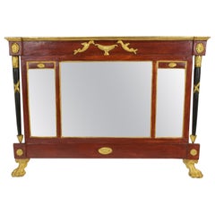 Empire Fireplace Mirror in Pompeian Red with Golden Decorations