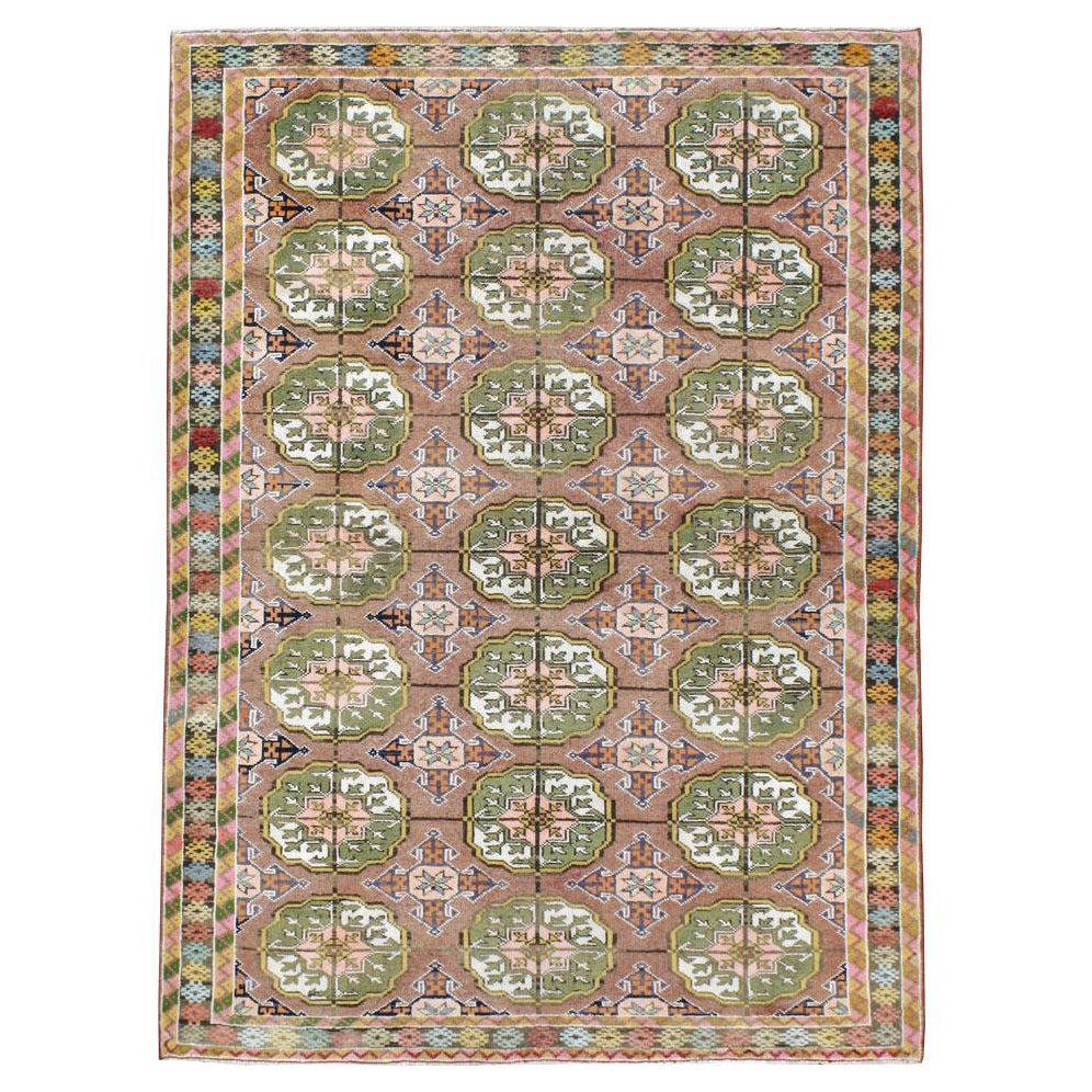 Tribal Turkoman Inspired Mid-20th Century Handmade Persian Malayer Accent Rug For Sale