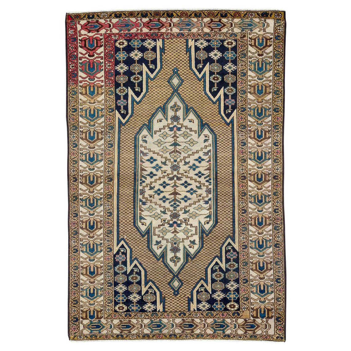 Mid-20th Century Handmade Persian Mazlagan Accent Rug For Sale