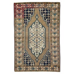 Retro Mid-20th Century Handmade Persian Mazlagan Accent Rug