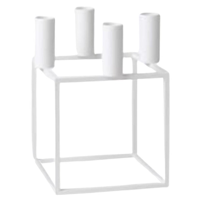 White Kubus 4 Candle Holder by Lassen For Sale