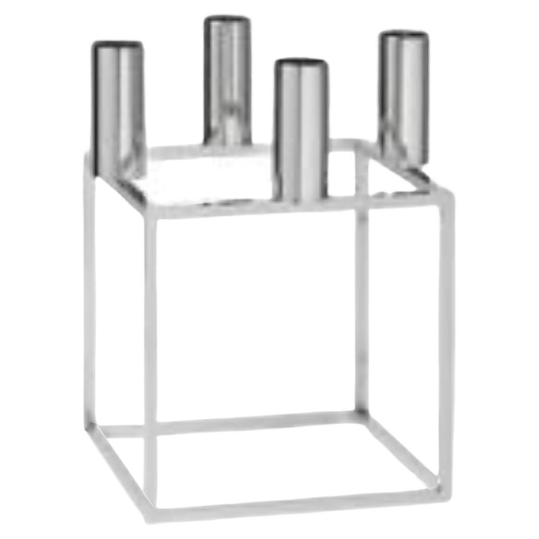 Nickel Plated Kubus 4 Candle Holder by Lassen For Sale