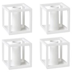 Set of 4 White Kubus 1 Candle Holders by Lassen