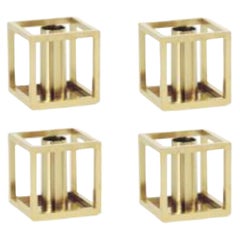 Set of 4 Gold Plated Kubus 1 Candle Holders by Lassen