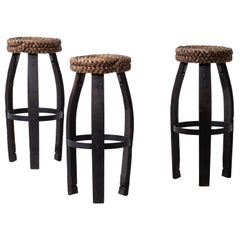 Vintage French Stool by Adrien Audoux & Frida Minet, 1950s