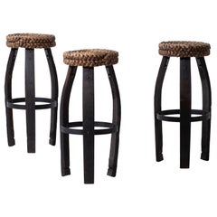 Retro French Stool by Adrien Audoux & Frida Minet, 1950s