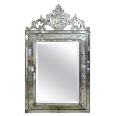 Large Antique Etched and Beveled Venetian Mirror