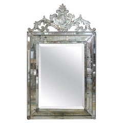 Large Antique Etched and Beveled Venetian Mirror