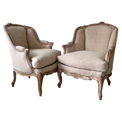 Pair of Louis XV Style Bergeres, France, circa 1860