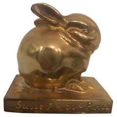 Art Deco Edouard Marcel Sandoz Little Gilt Bronze Lapin, Rabbit, Signed