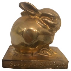 Kleiner vergoldeter Bronze-Lapin im Art déco-Stil von Edouard Marcel Sandoz, Kaninchen, signiert