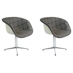 Fauteuils Eames Herman Miller La Fonda avec motif en tissu Op Art 