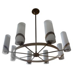 Italian Modern Brass and Glass Chandelier