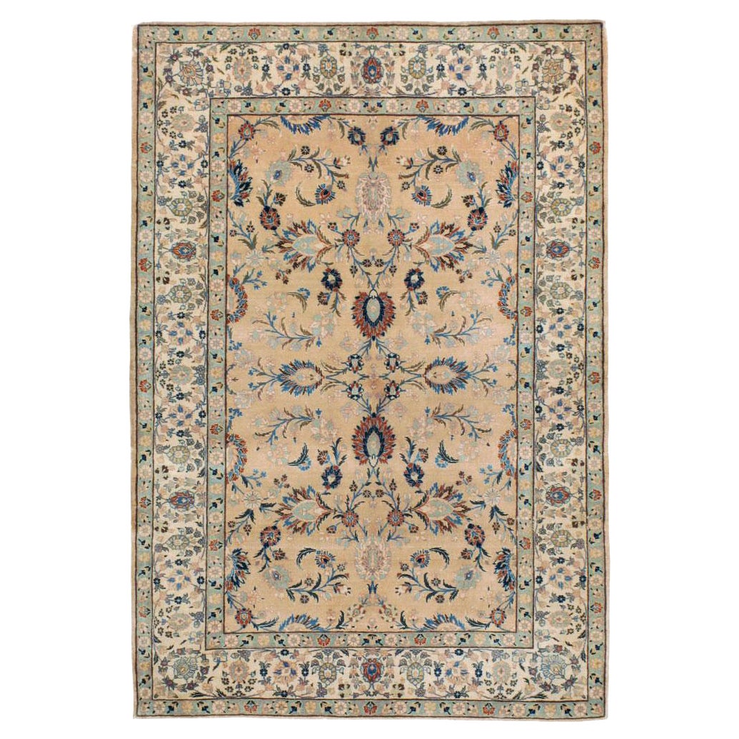 Mid-20th Century Handmade Persian Tabriz Accent Rug For Sale